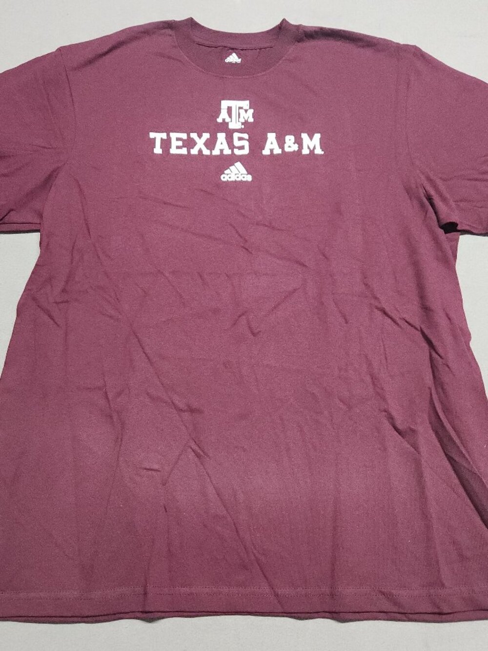 Adidas Texas A&M Aggies T-Shirt 2XL 100% Cotton SS Maroon Licensed NCAA 135